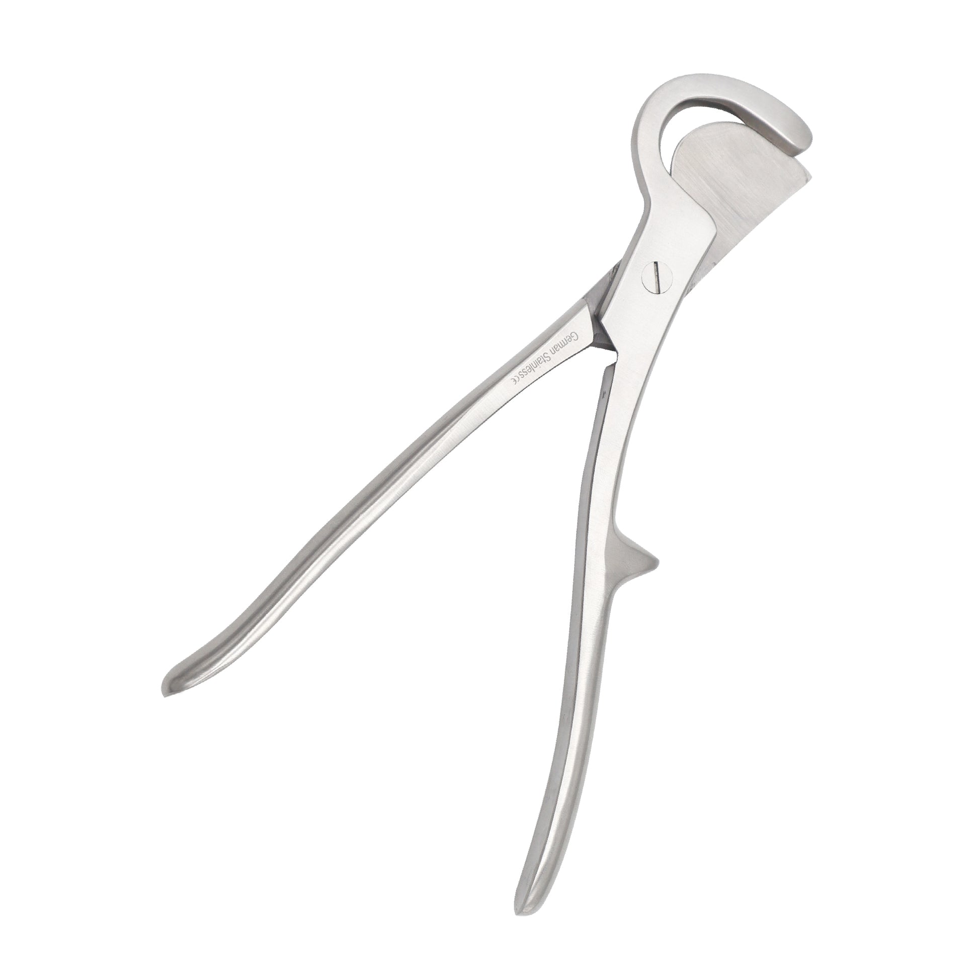 Stille-Luer bone rongeur surgical instrument with double-action mechanism and curved jaws for orthopedic surgery