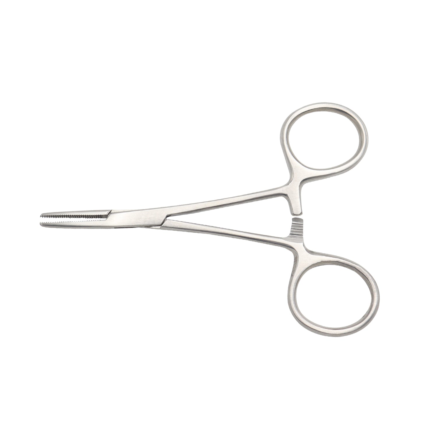 Straight Crile hemostatic forceps with serrated jaws and locking ratchet handle, made of surgical-grade stainless steel for medical and dental procedures.