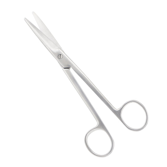 Straight Mayo surgical scissors made of medical-grade stainless steel on a white background.