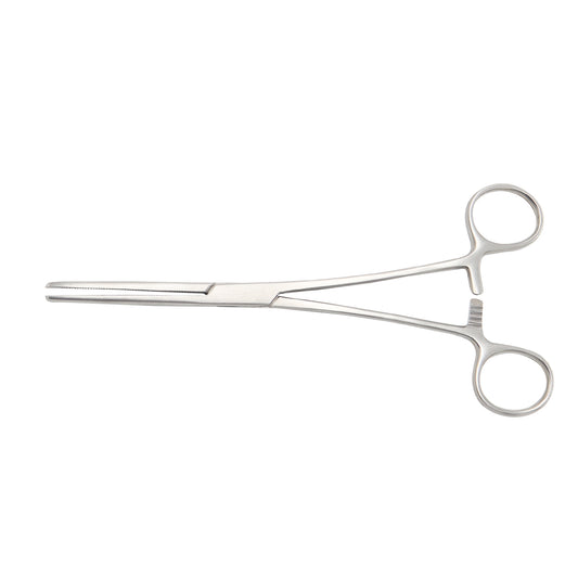 A straight, 20cm Rochester Pean Hemostatic Forceps made of stainless steel with serrated jaws.