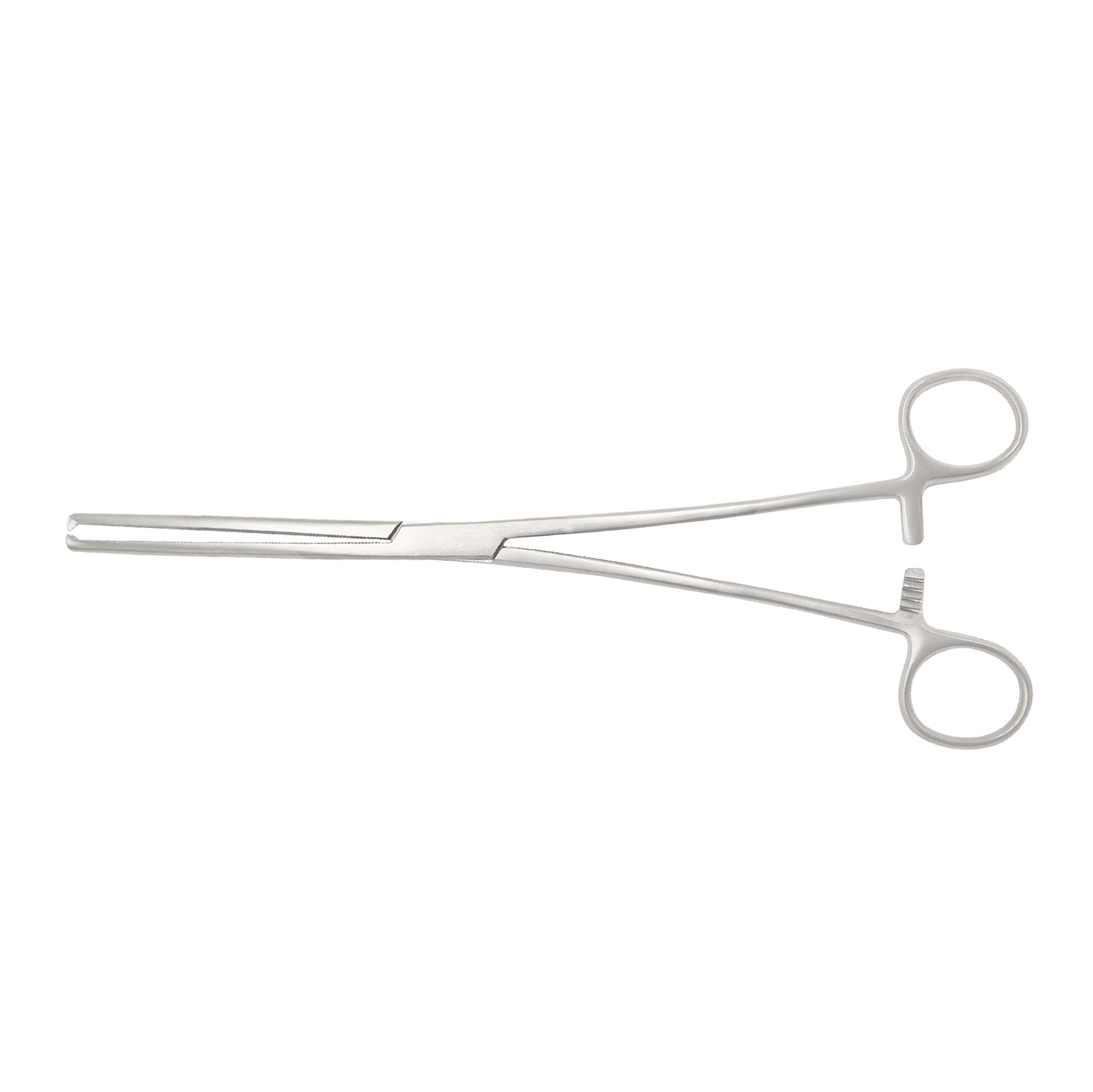 A straight 24cm Ochsner Hemostatic Forceps made of stainless steel, with curved tips for gripping and clamping.