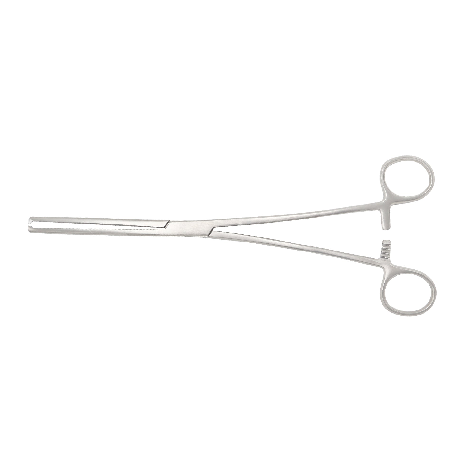 A straight 24cm Ochsner Hemostatic Forceps made of stainless steel, with curved tips for gripping and clamping.