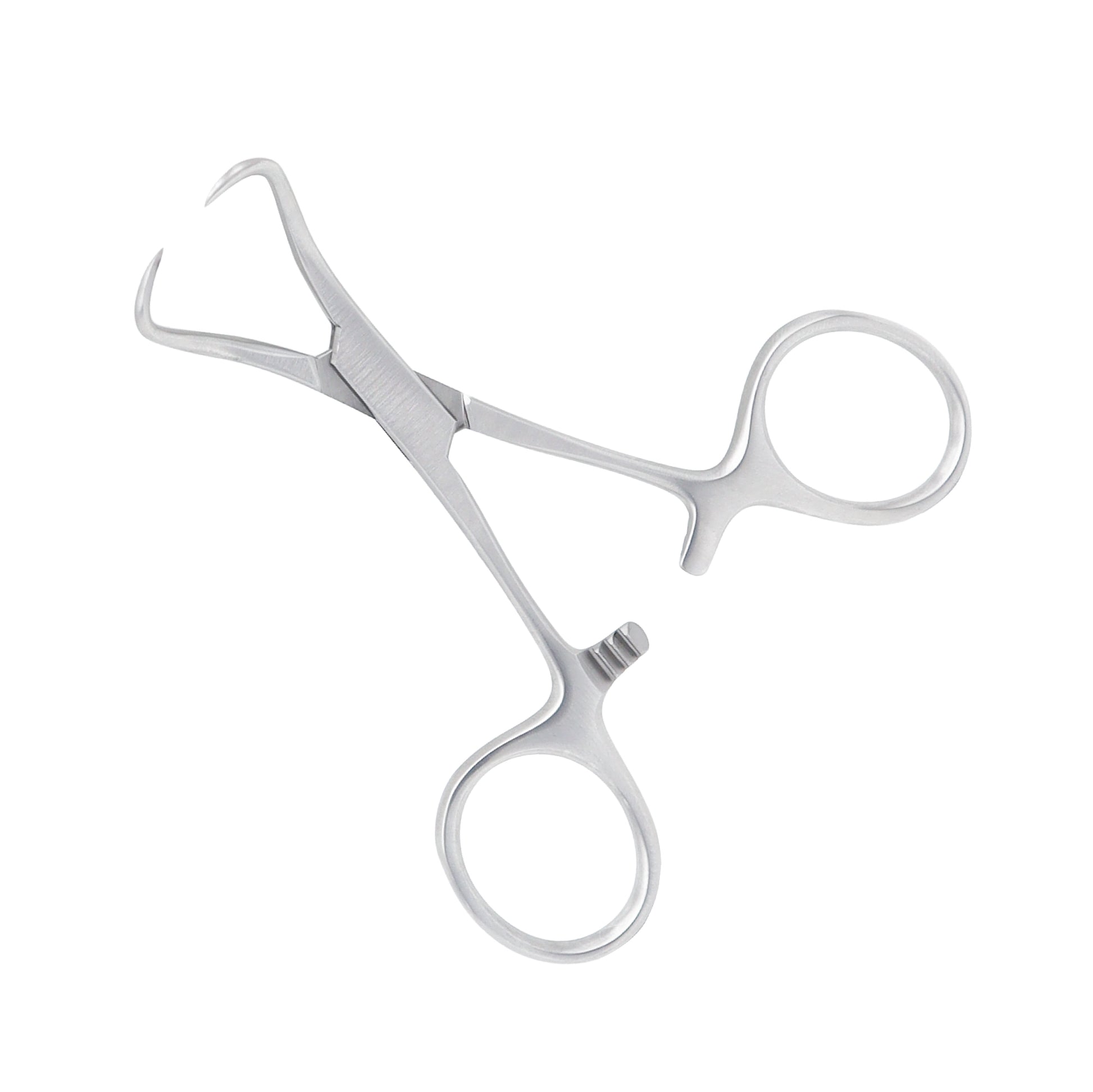 Backhaus towel forceps 9.5 cm stainless steel clamp used for gripping surgical drapes and maintaining sterile field