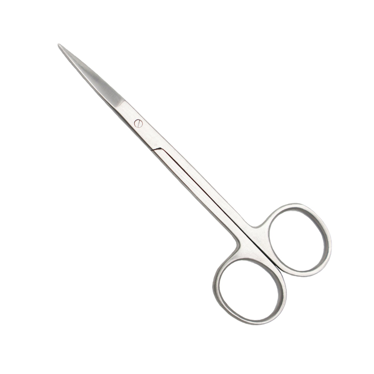 A pair of straight stainless steel Iris scissors with sharp, fine tips and ring handles, typically used for delicate surgical procedures.