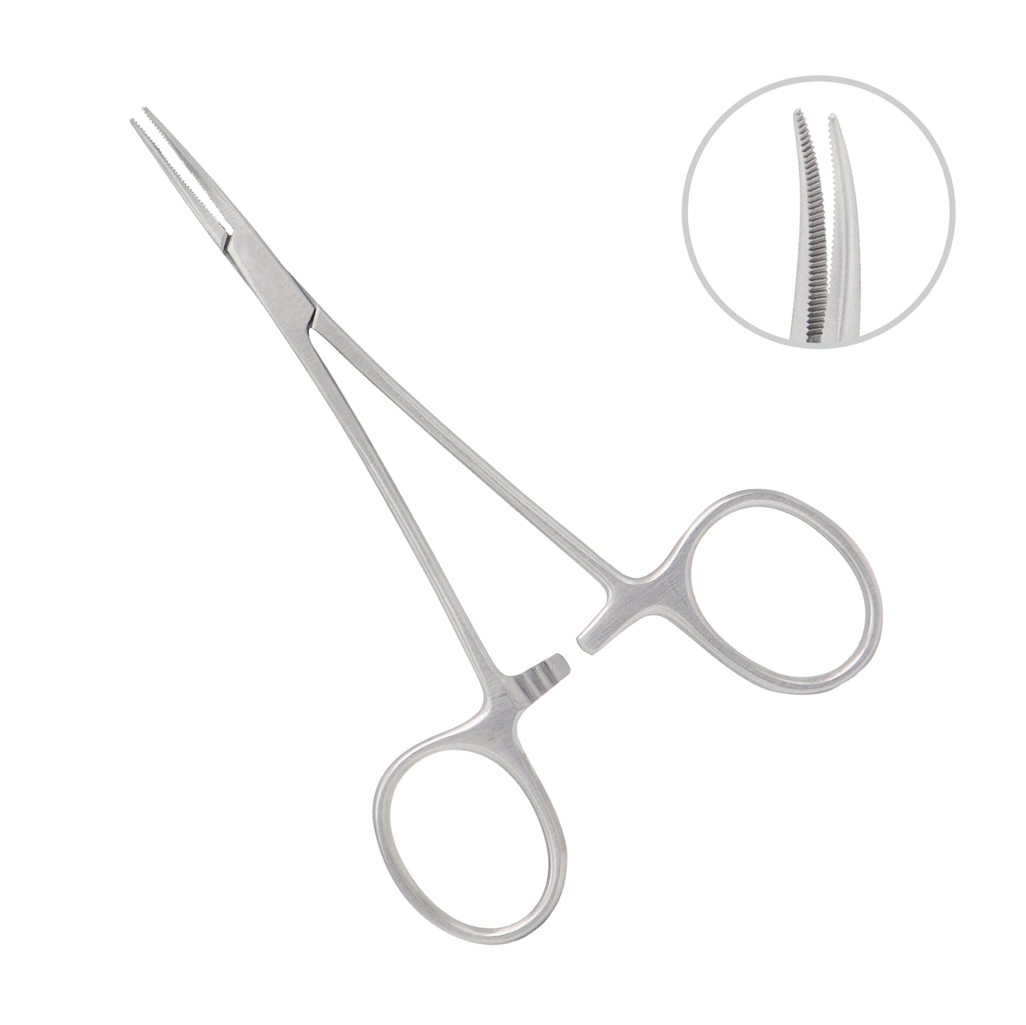 Halstead-Mosquito curved forceps 12.5 cm surgical instrument for secure grip and control of small blood vessels during medical procedures.