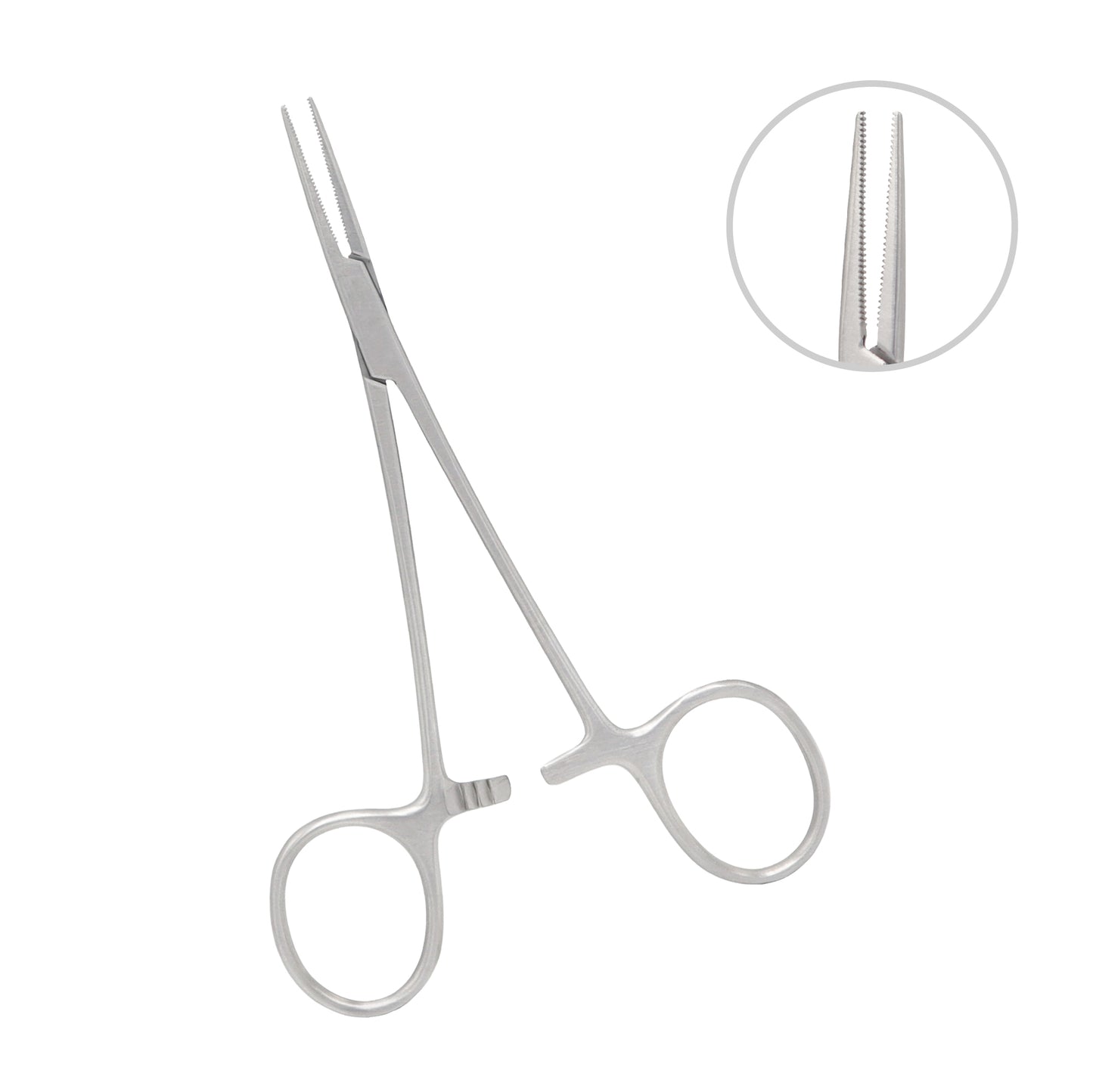 Halstead-Mosquito straight hemostatic forceps 12.5 cm medical tool for secure grip and bleeding control in surgical procedures.