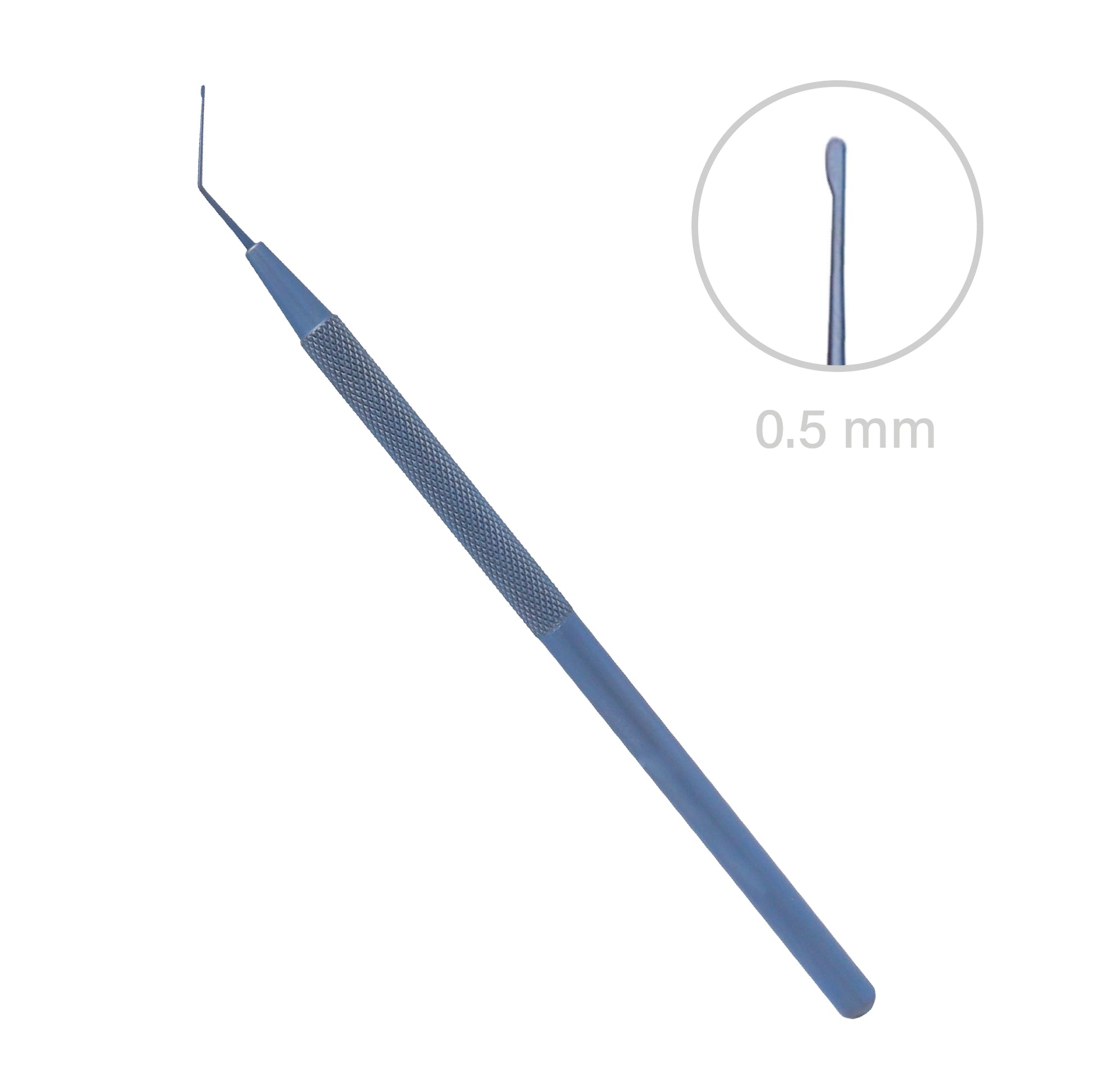 Titanium Drysdale Nucleus Manipulator used for precise nucleus handling during cataract surgery