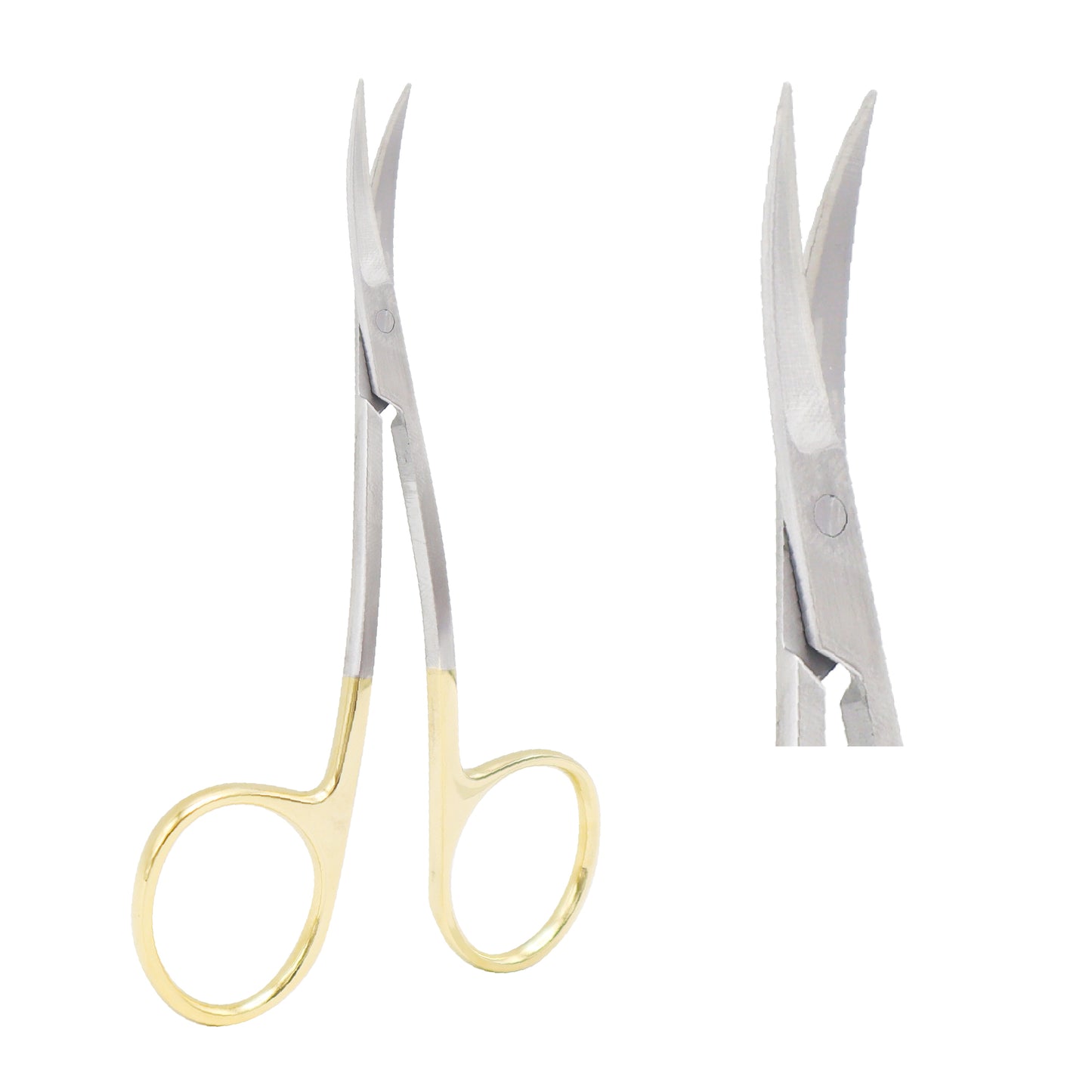 Pair of scissors with gold handles on a white background