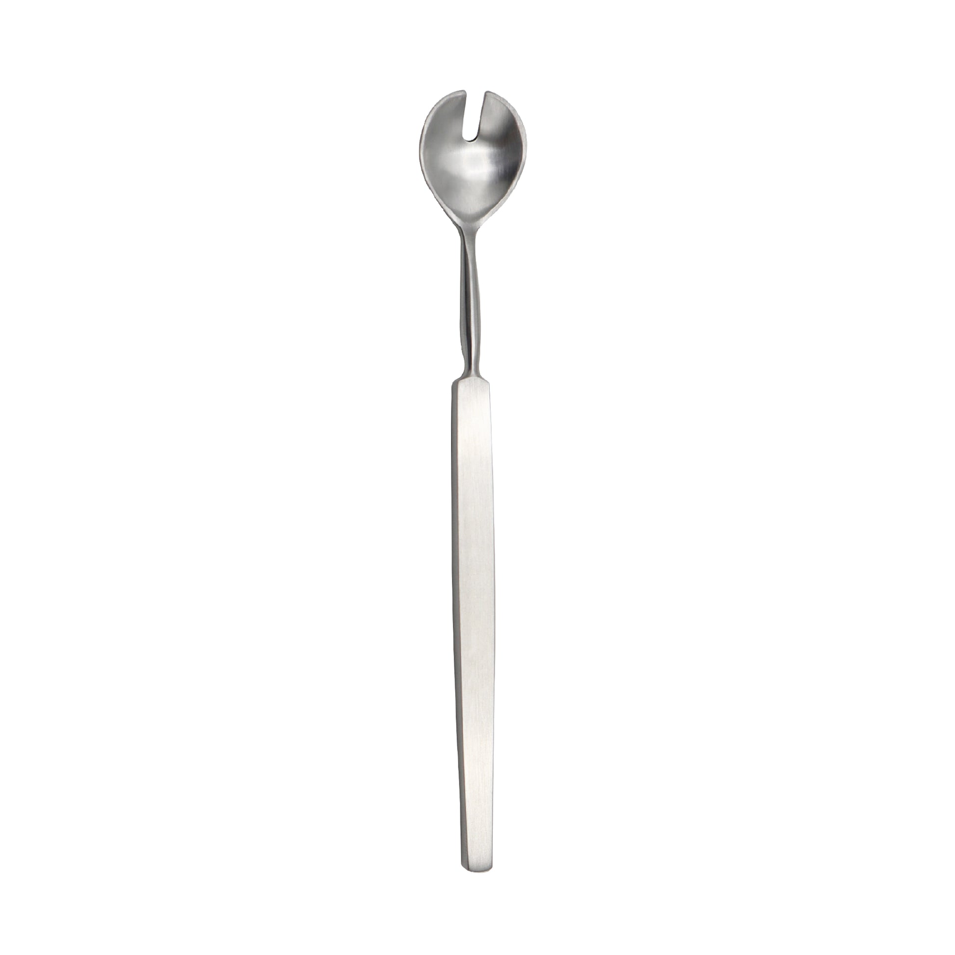 A stainless steel Wells enucleation spoon with a long, flat handle and a notched, circular spoon tip used for ophthalmic surgery.