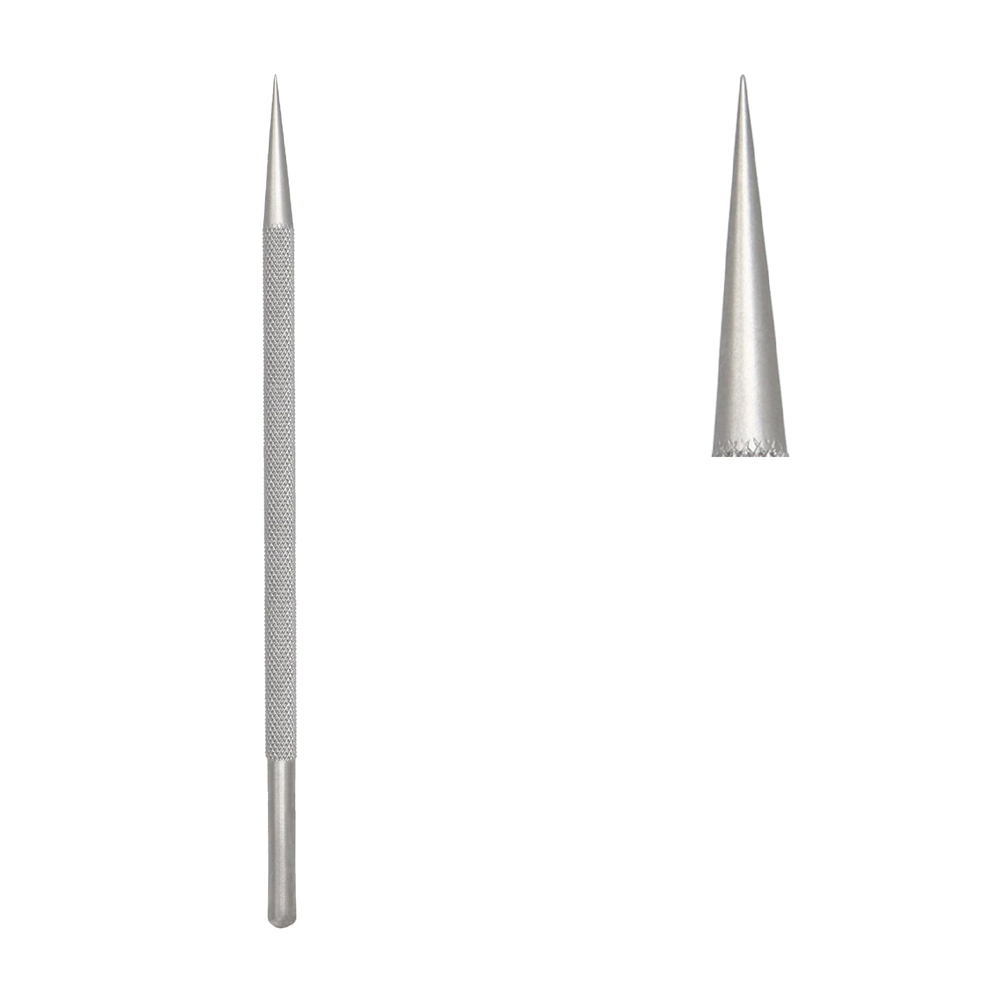 Close-up shot of the 0.5 mm tip of the Wilder Lachrymal Dilator Fig. 2 designed for precise lacrimal duct dilation in eye surgery.