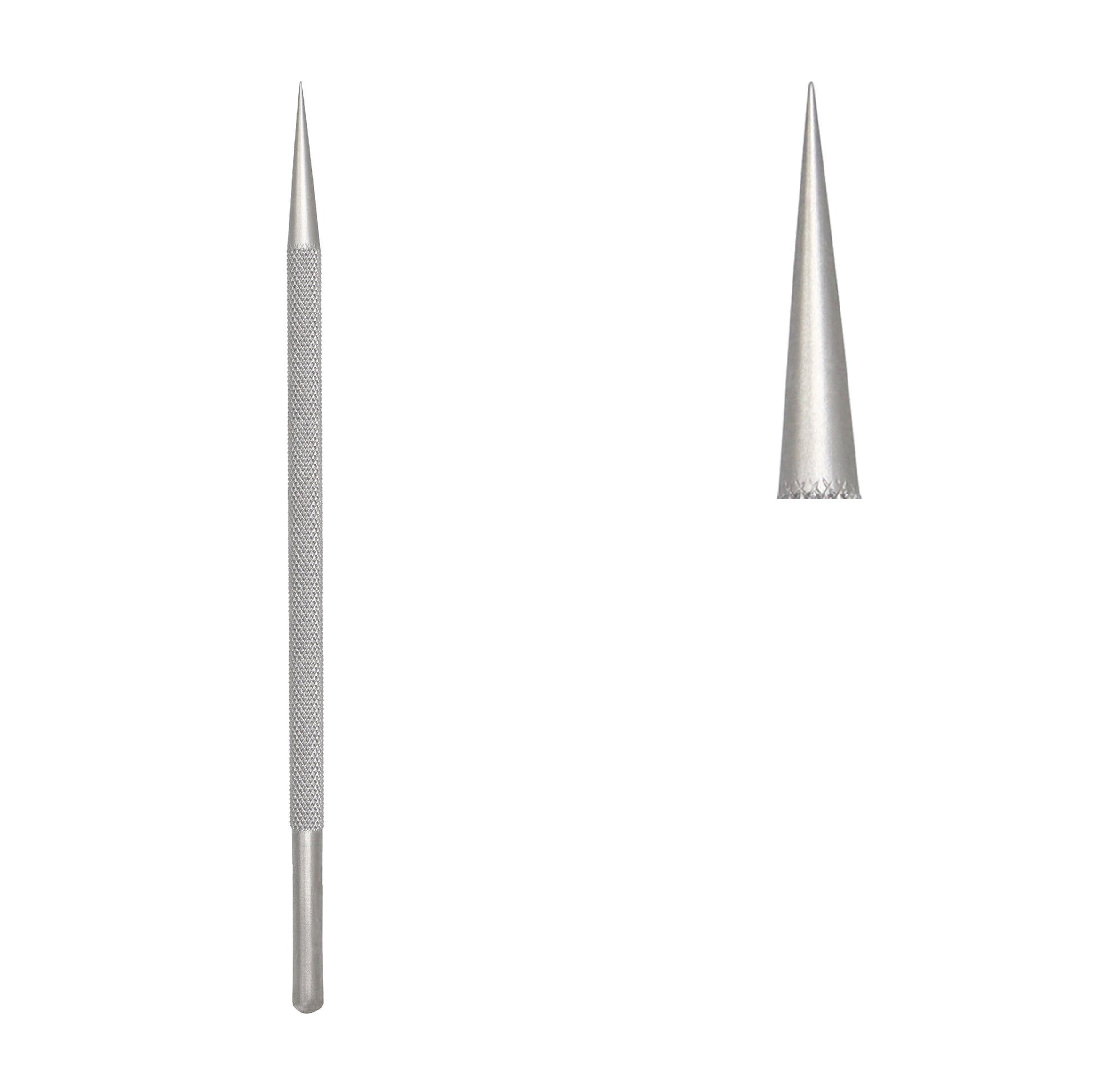 Close-up shot of the 0.5 mm tip of the Wilder Lachrymal Dilator Fig. 2 designed for precise lacrimal duct dilation in eye surgery.