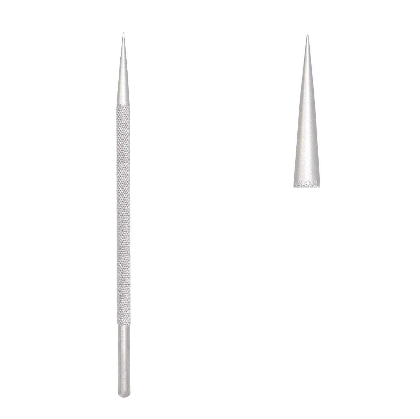 Close-up shot of the 0.3 mm tip of the Wilder Lachrymal Dilator Fig. 0 designed for precise lacrimal duct dilation in eye surgery.