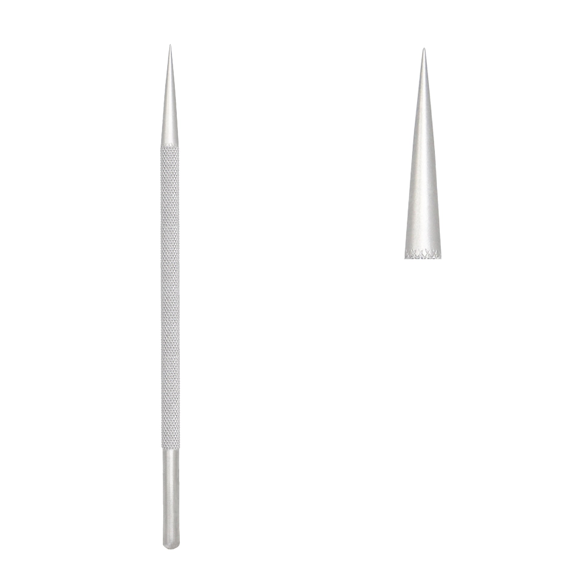 Close-up shot of the 0.3 mm tip of the Wilder Lachrymal Dilator Fig. 0 designed for precise lacrimal duct dilation in eye surgery.